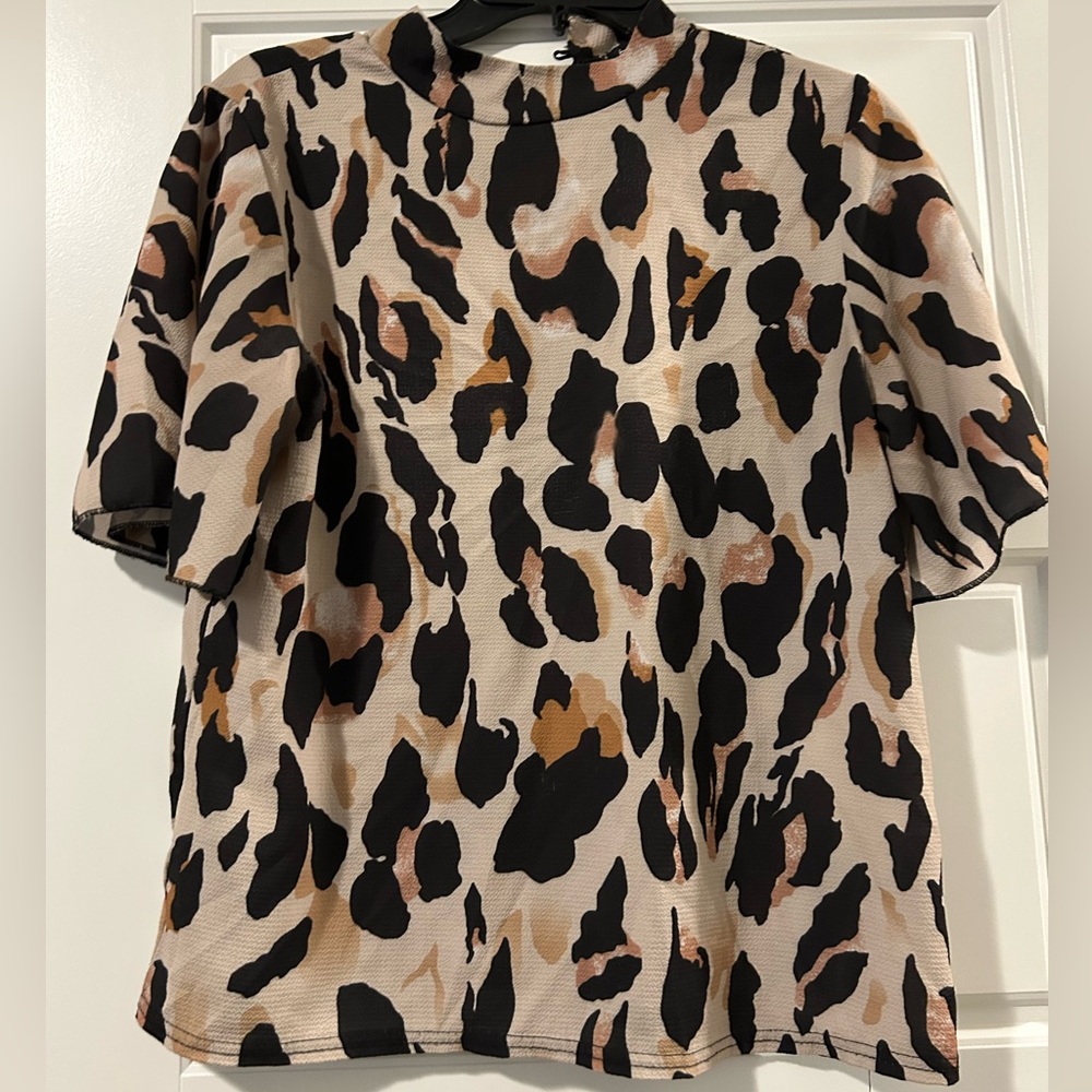 Boohoo Leopard Print Short Sleeve Top